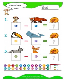 Çıkarma İşlemi Çalışma Sayfaları